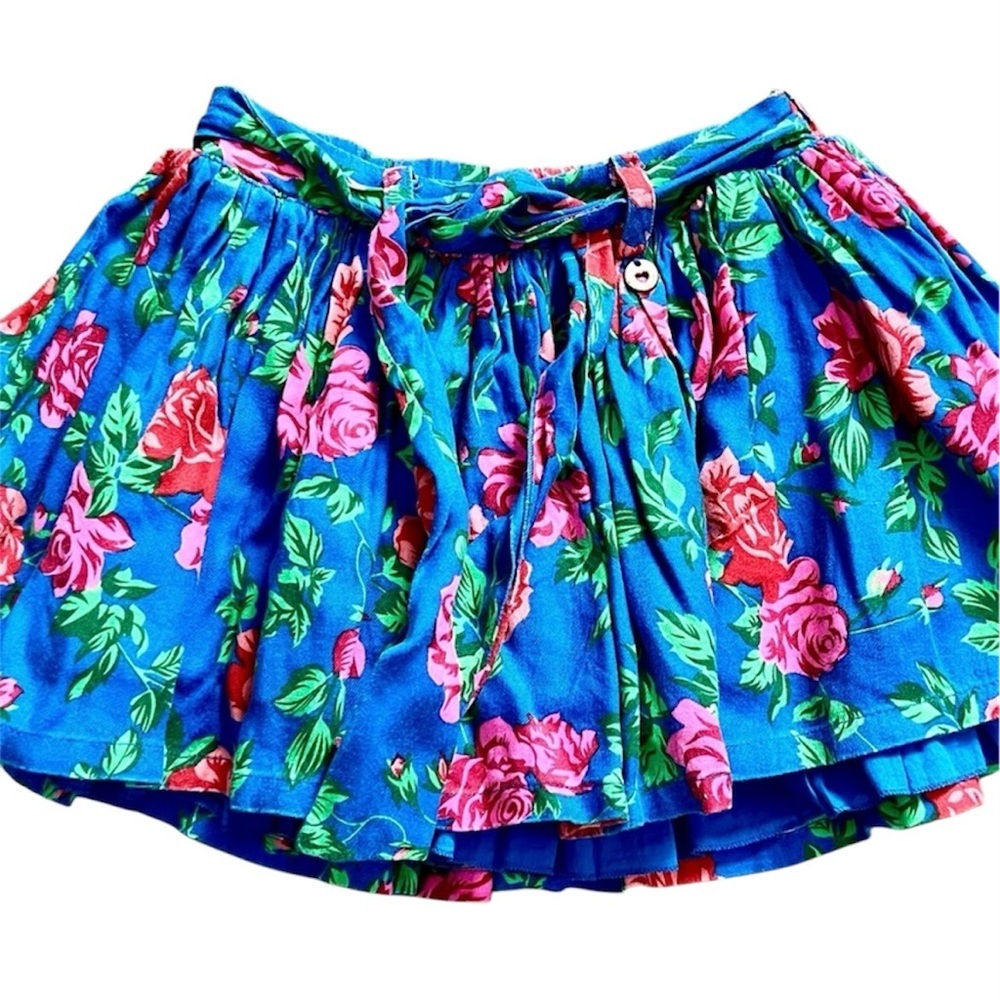 Mim-Pi A-Line Skirt in Blue and Pink
